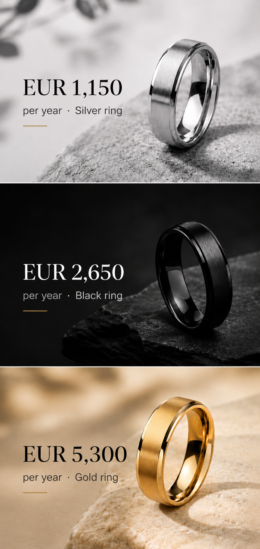 ASCA membership tiers: Silver ring EUR 1,150, Black ring EUR 2,650 and Gold ring EUR 5,300 per year